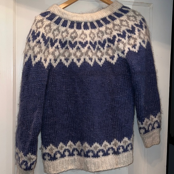 Vintage Iceland Icelandic wool cardigan yoke pattern sweater - Picture 6 of 11